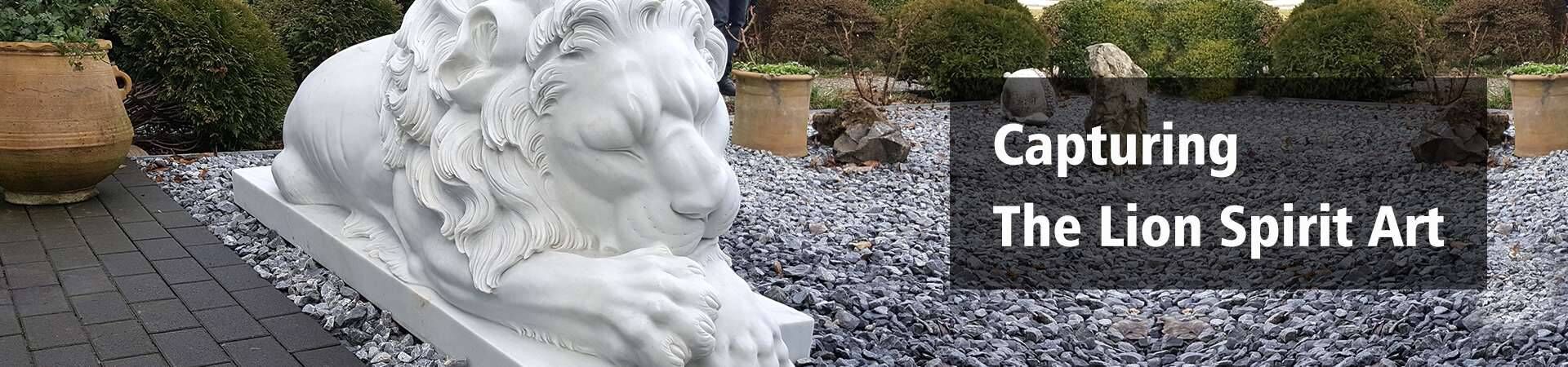 lion statues in front of house			