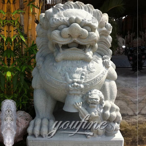 Decoration carving marble stone Chinese foo dog statues for gate outdoor