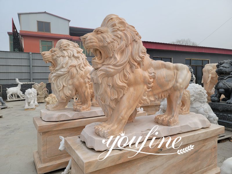 Pair of lion statues stone lion statues for driveway
