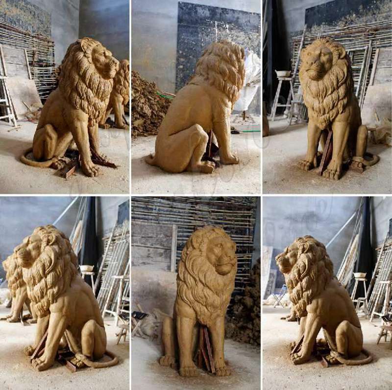 Clay Mold of Black Marble Lion Statue