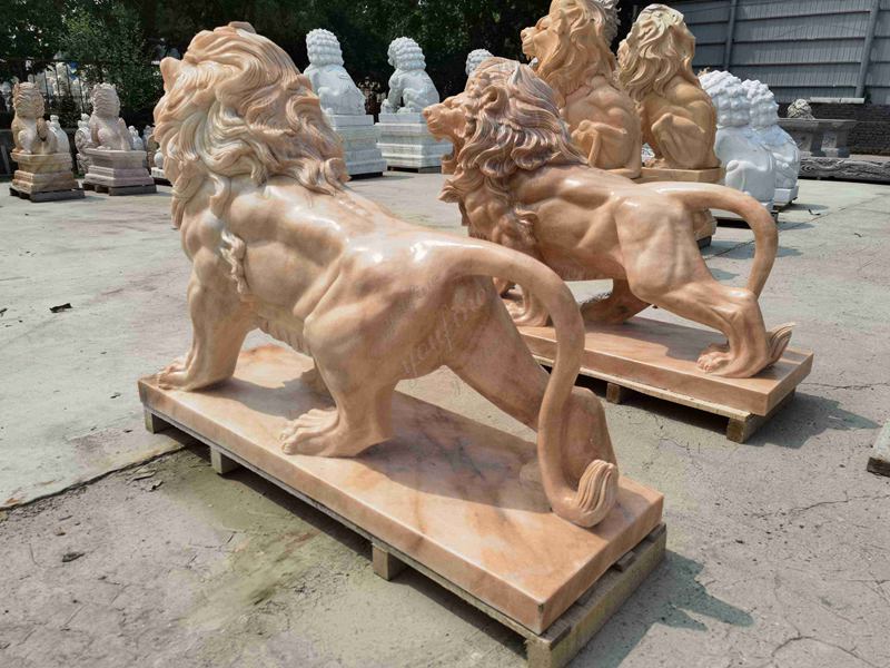 Life Size Marble Lion Statue for Front Porch details