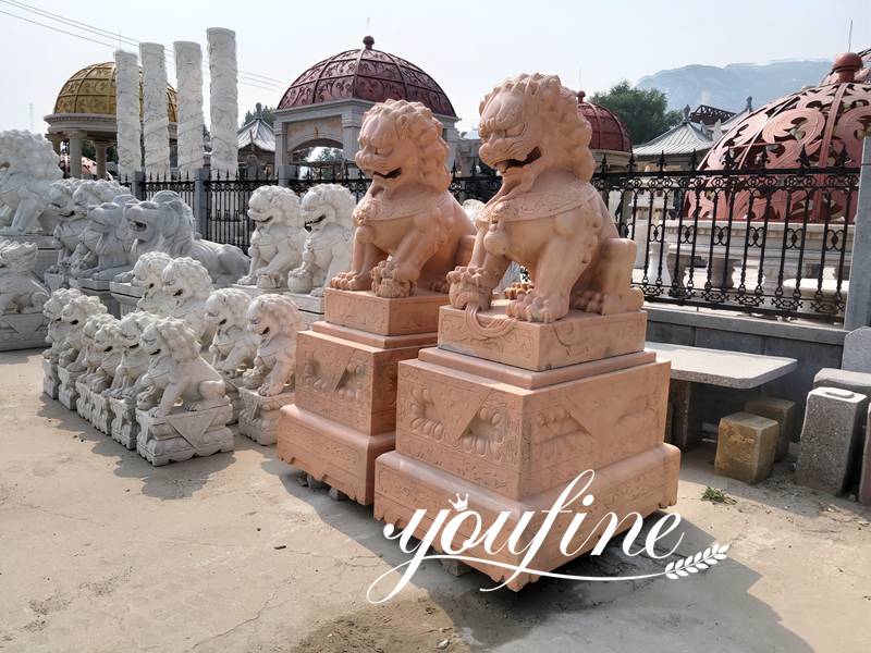 Pair of Life Size Chinese Foo Dog Guarding Lion Statue for Front Porch Factory Supply MOKK-119