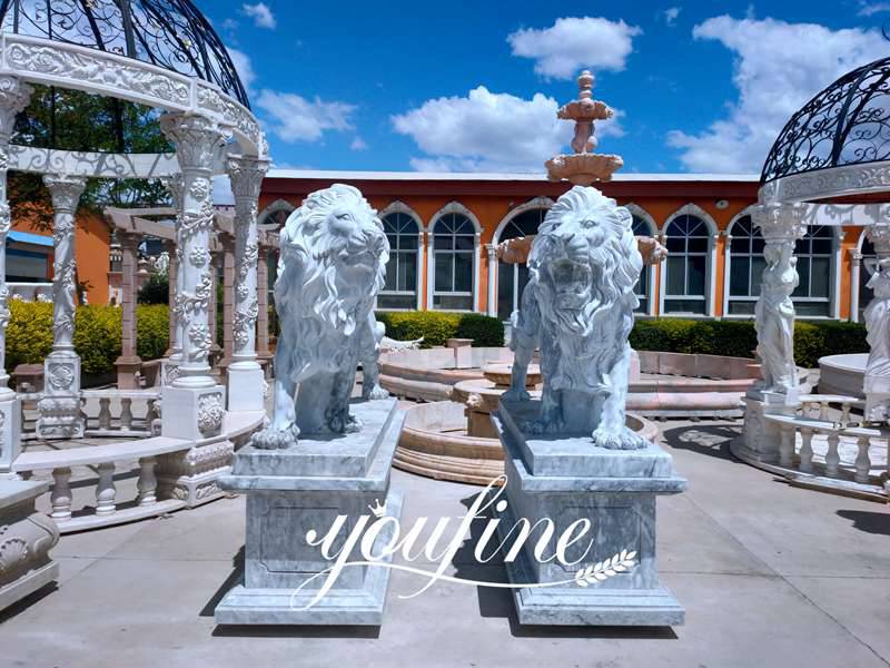 Life Size Black Marble Western Lion Statue Entrance Decor for Sale MOKK-443 Factory