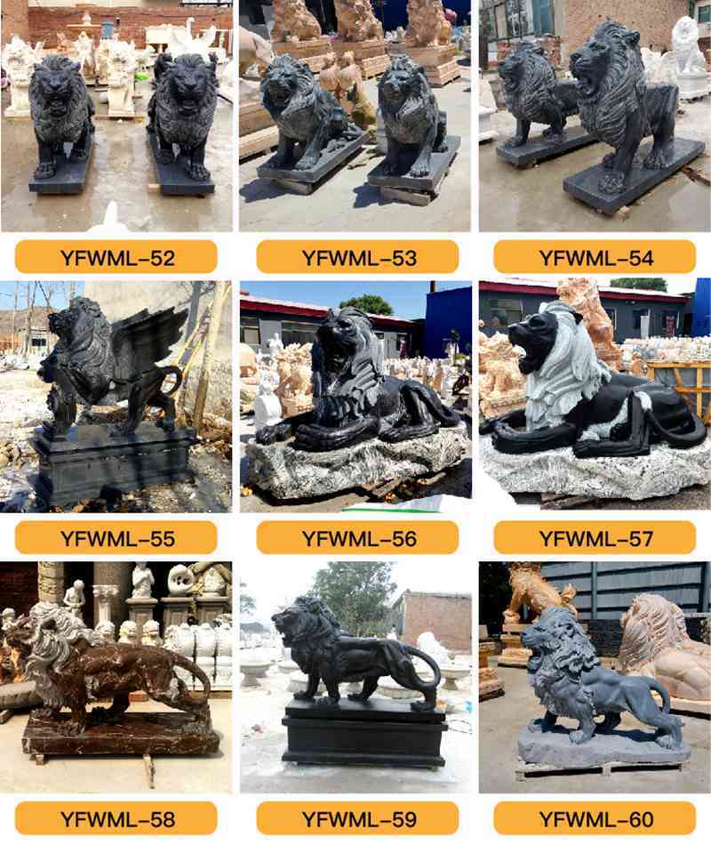 Hand Carved Large Antique Stone Marble Lion Statue for Sale 