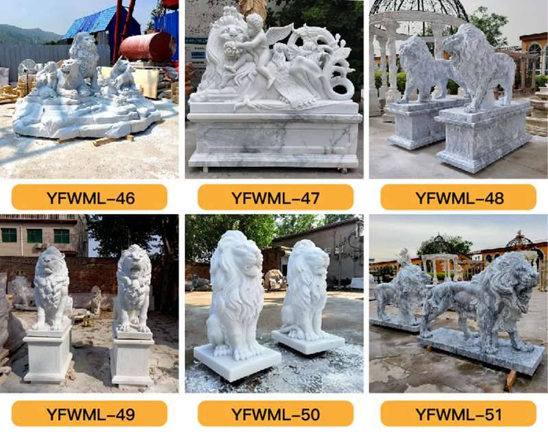 Hand Carved Large Antique Stone Marble Lion Statue for Sale 