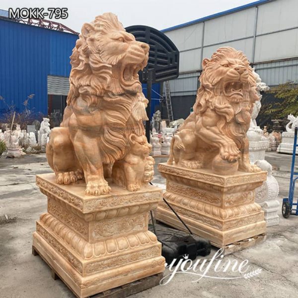 Life-size Marble Lion Statue for Front Porch from Factory Supply MOKK
