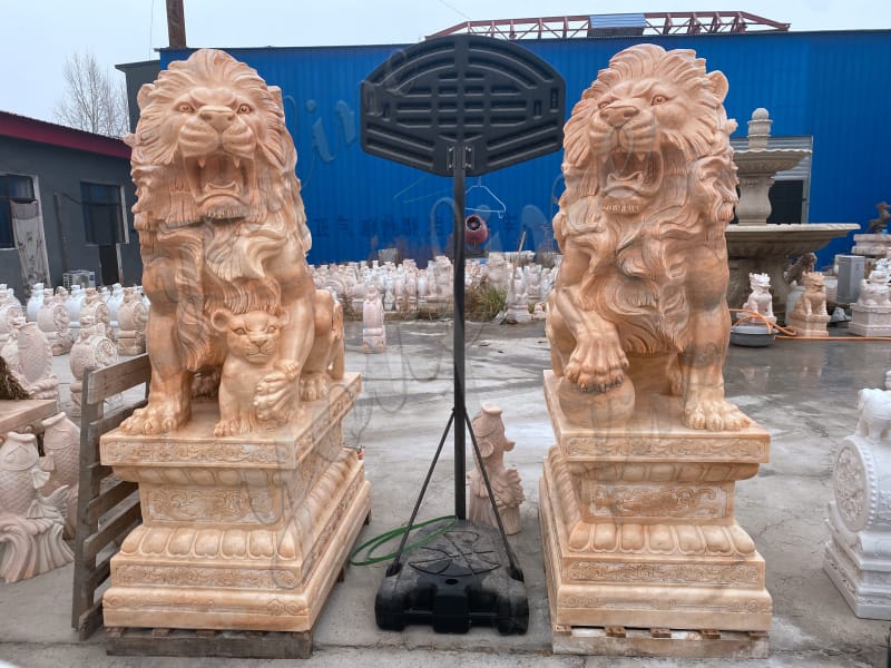 Marble Lion Statue for Front Porch from Factory Supply MOKK-795