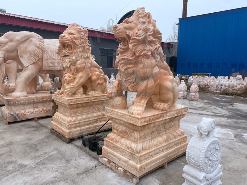 Marble Lion Statue for Front Porch from Factory Supply MOKK