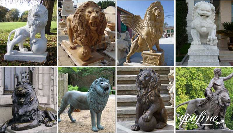 Marble lion statues