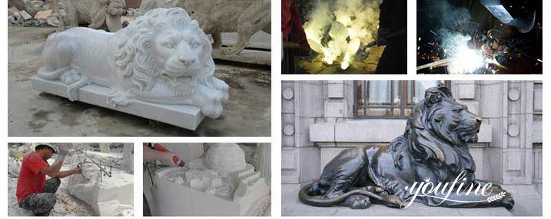 outdoor stone lion statue