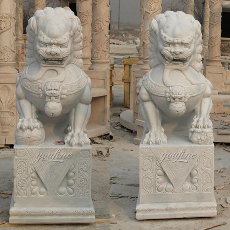 Chinese marble lion statues