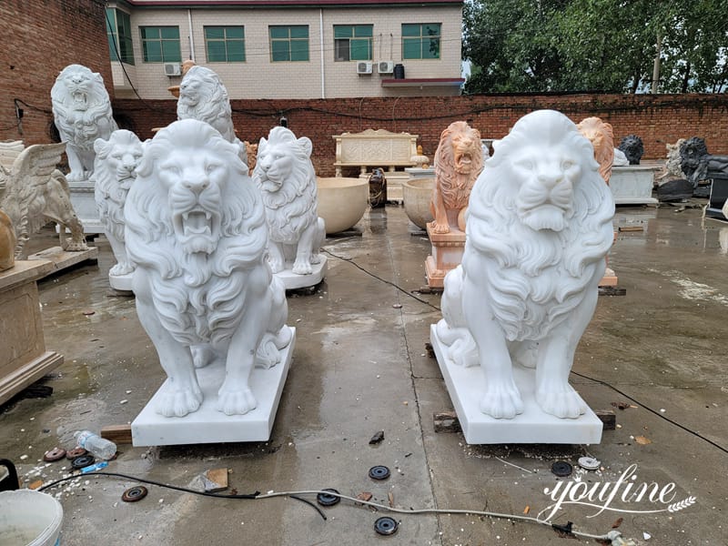 Life size marble lion statue (2)