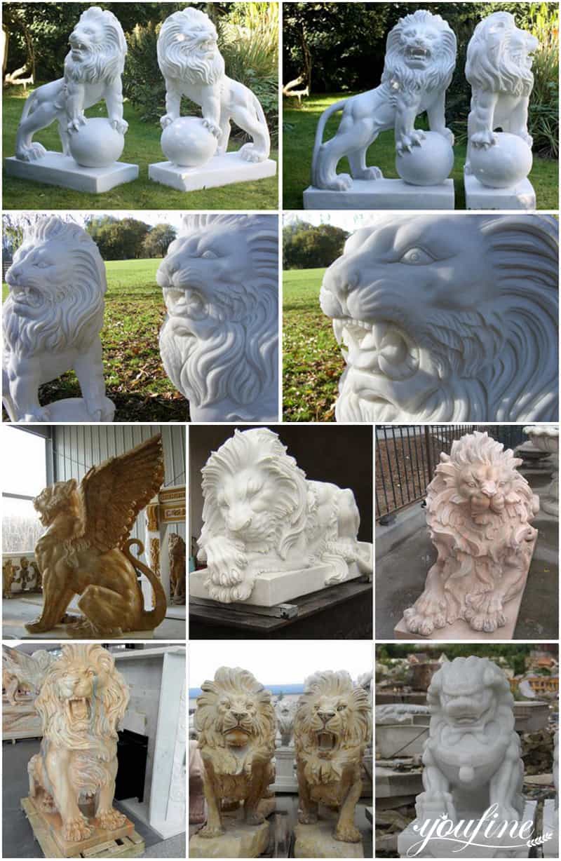 Marble lion sculpture