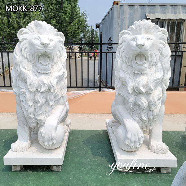 White Marble Lion Statue for Outdoor from Factory Supply MOKK-877