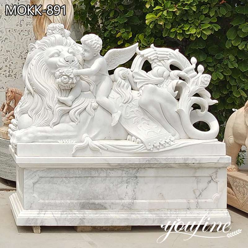 Life Size White Marble Lion Statue Garden Decor for Sale MOKK -891 (1)