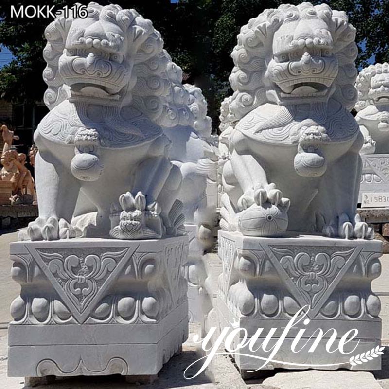 Outdoor Marble Chinese Foo Dog Statue Supplier MOKK-116