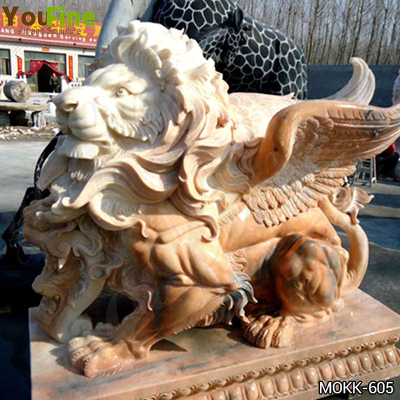 Realistic Marble Lion with Wings Statue Best online MOKK-605