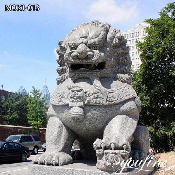 Large Marble Chinese Foo Dog Statue for Sale Outdoor Decor Supplier MOK1-013