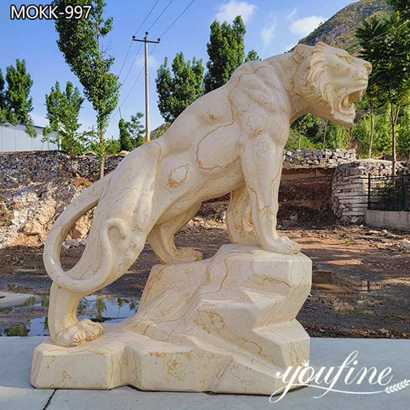 Yellow Marble Lion Statue for Sale Outdoor Decor Supplier MOKK-997
