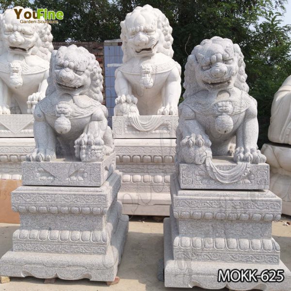 Classic Marble Chinese Foo Dog Statue Garden for Sale MOKK-625