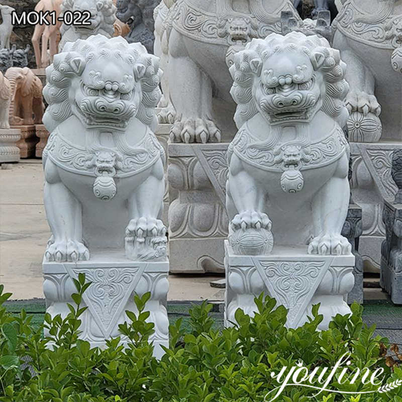 High-quality Marble Chinese Lion Statue Outdoor Decor for Sale MOK1-022