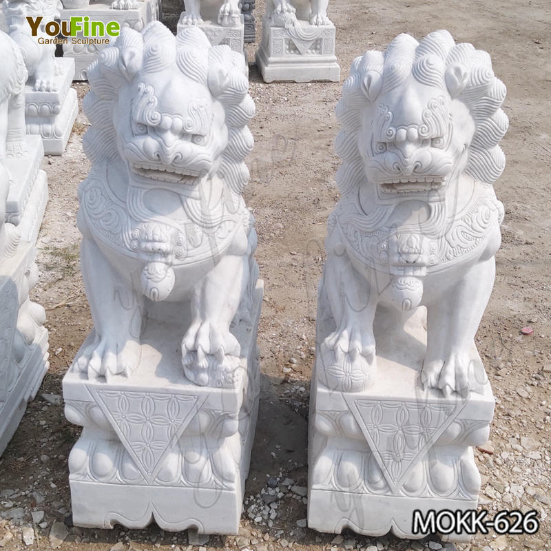 Hand Carved Chinese Guardian Lion Statue Outdoor Decor MOKK-626