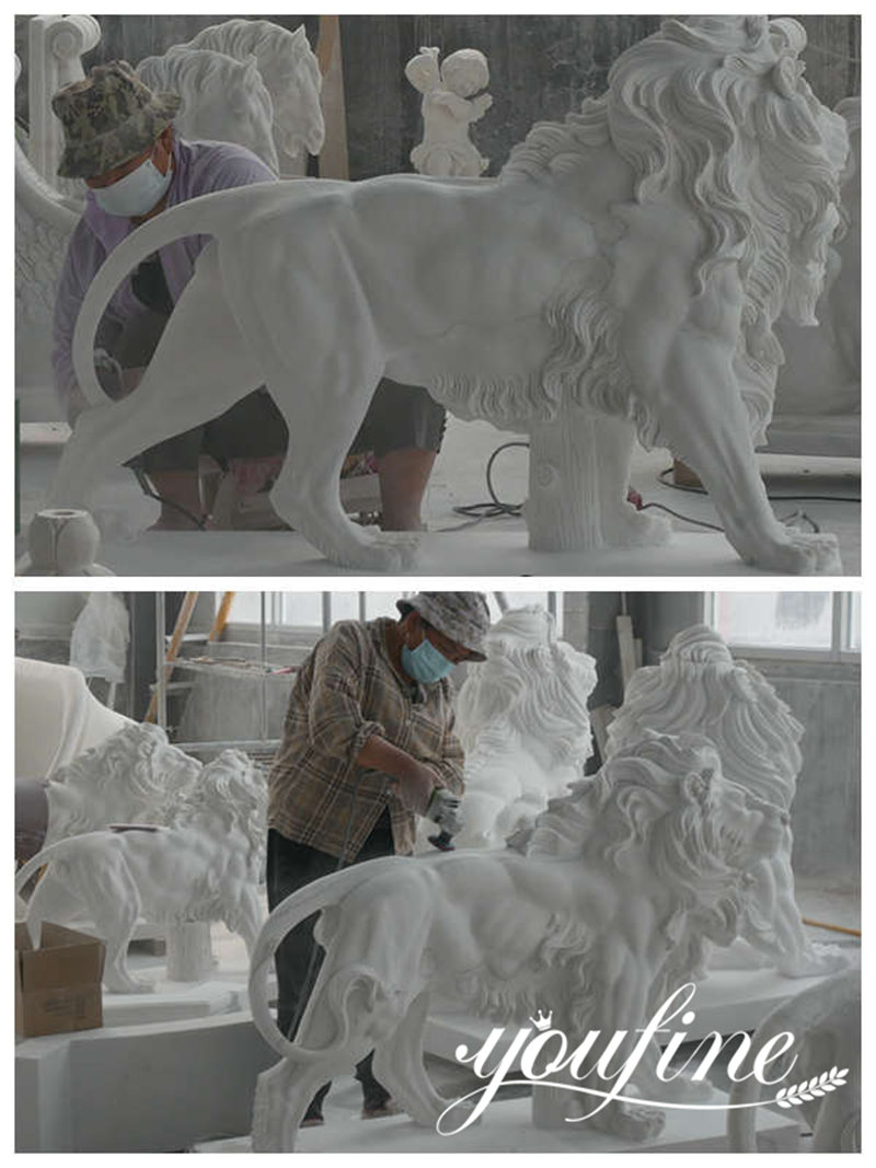 marble foo dog statues -YouFine Sculpture
