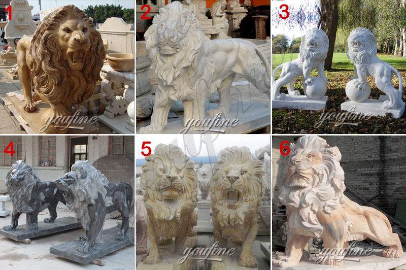lion statues in front of house -YouFine Sculpture
